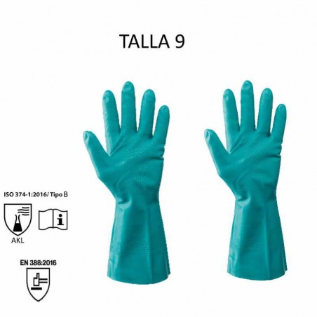 GUANTES NITRILO PINTOR VERDE T/9 