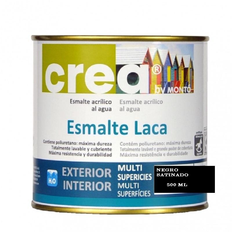 CREA ESMALTE LACA SATINADO NEGRO 500 ML 